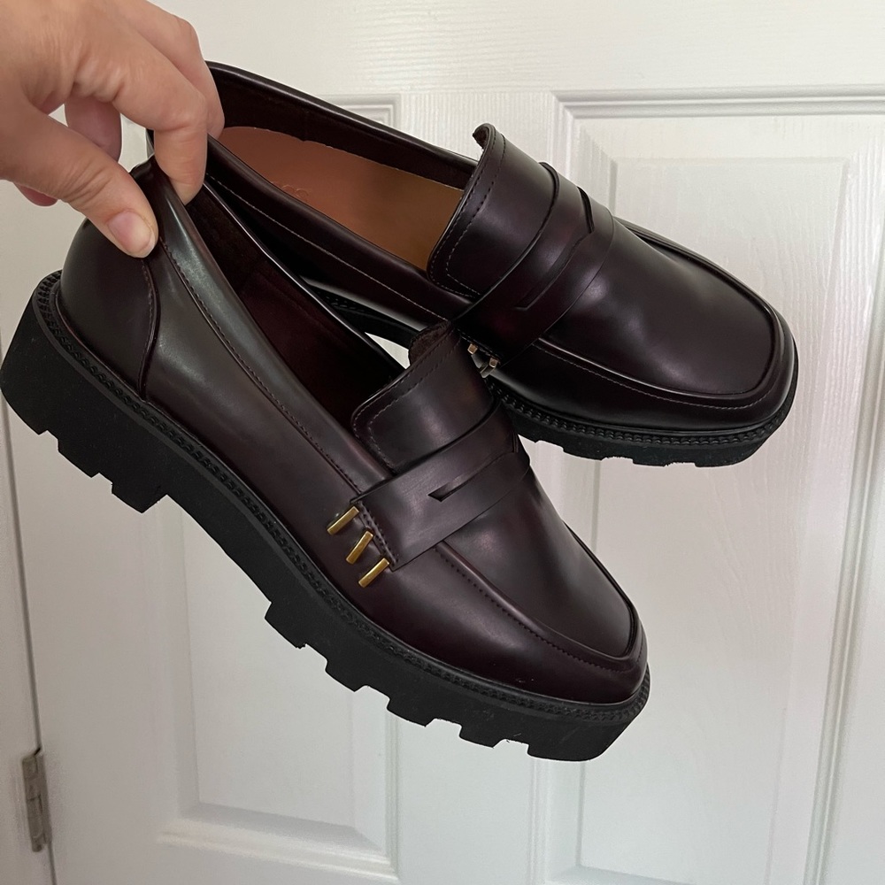 Brown ASOS 9 chunky platform loafers